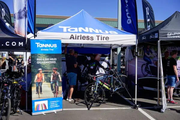 tannus airless tires custom printed pop-up tent by strike